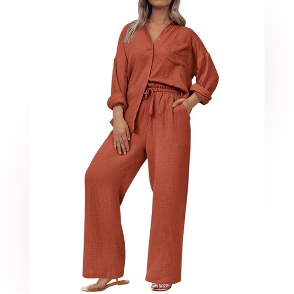 Kirundo 2 piece orange gauzy cotton outfit size Small - Picture 1 of 8